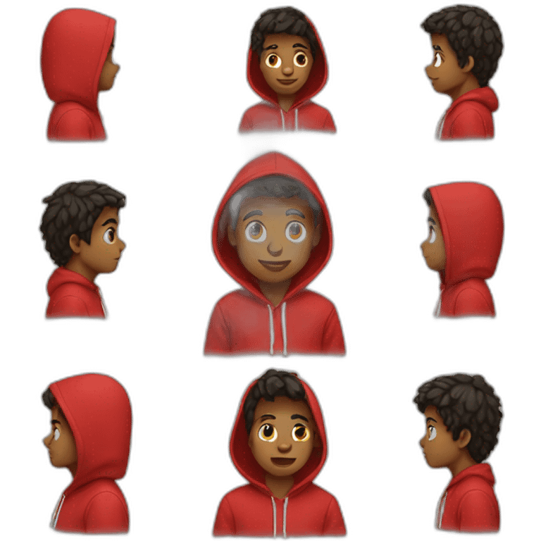 boy wearing red hoodie  emoji