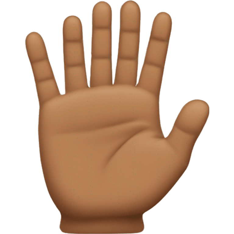 brown hand with thumb, index, and middle fingers up only emoji