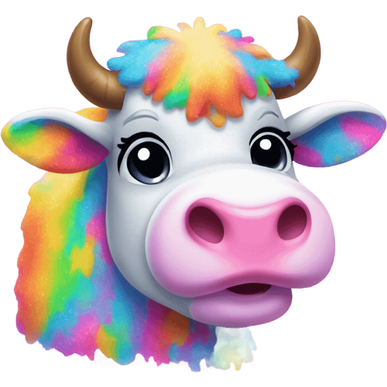 Lisa frank glitter fluffy cow emoji