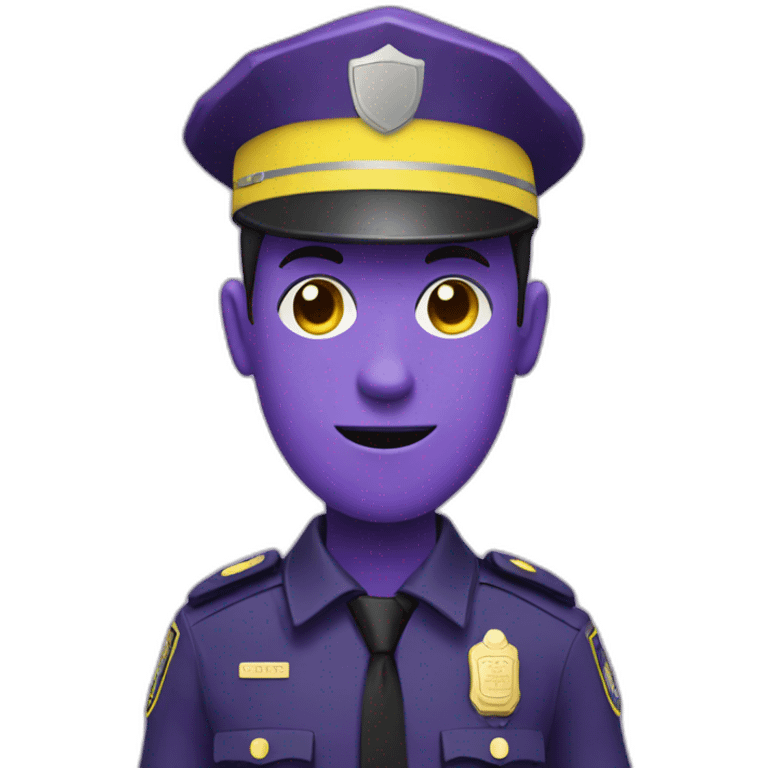 Purple man in a purple police suit with a yellow badge emoji