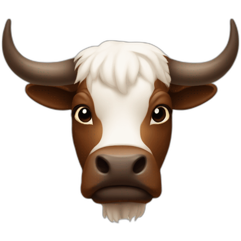 a brown bull white spot on head question emoji