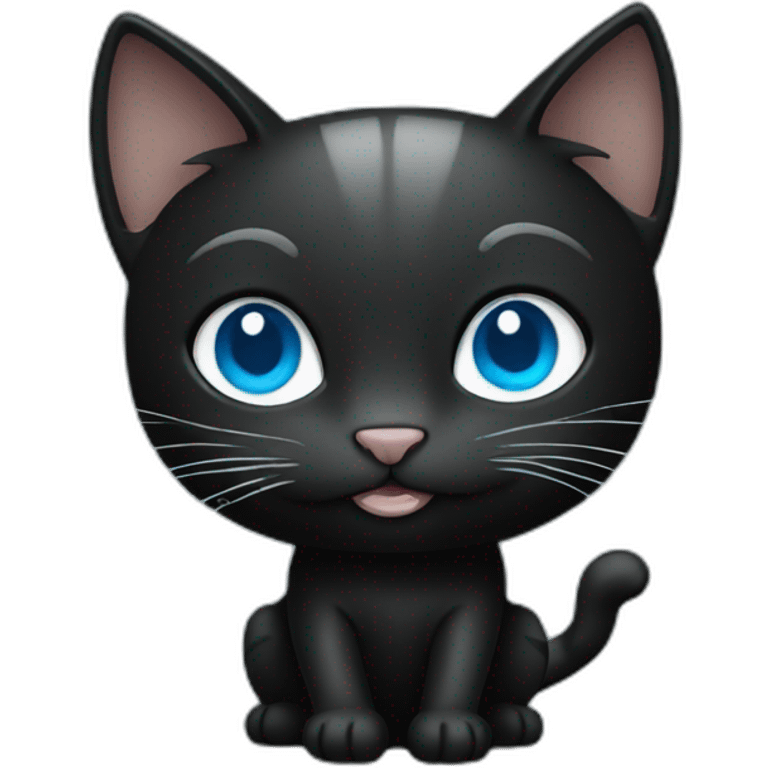 Black Cat with blue eyes holding money emoji