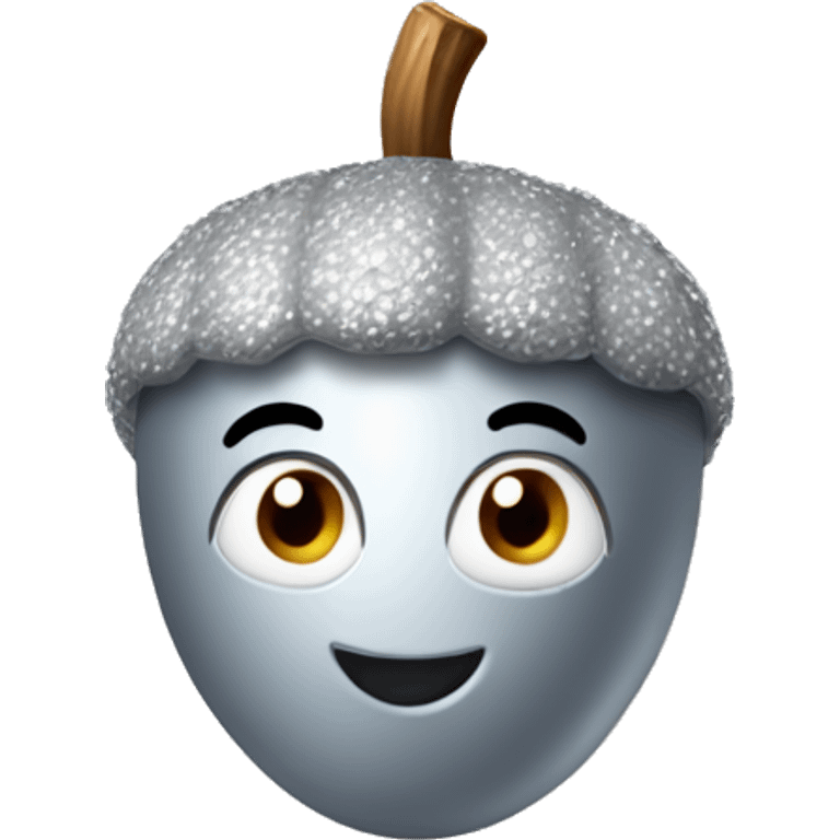 SINGLE sparkling silver acorn emoji