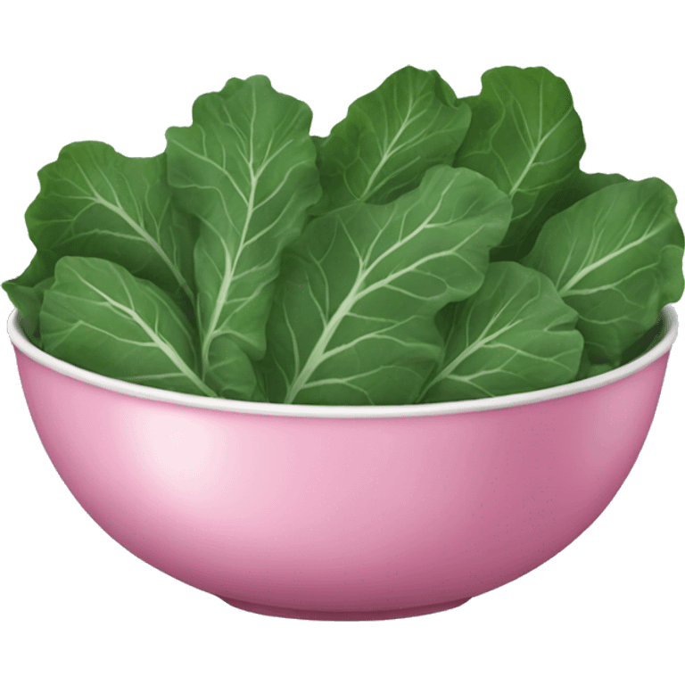 large pink bowl of collard greens emoji