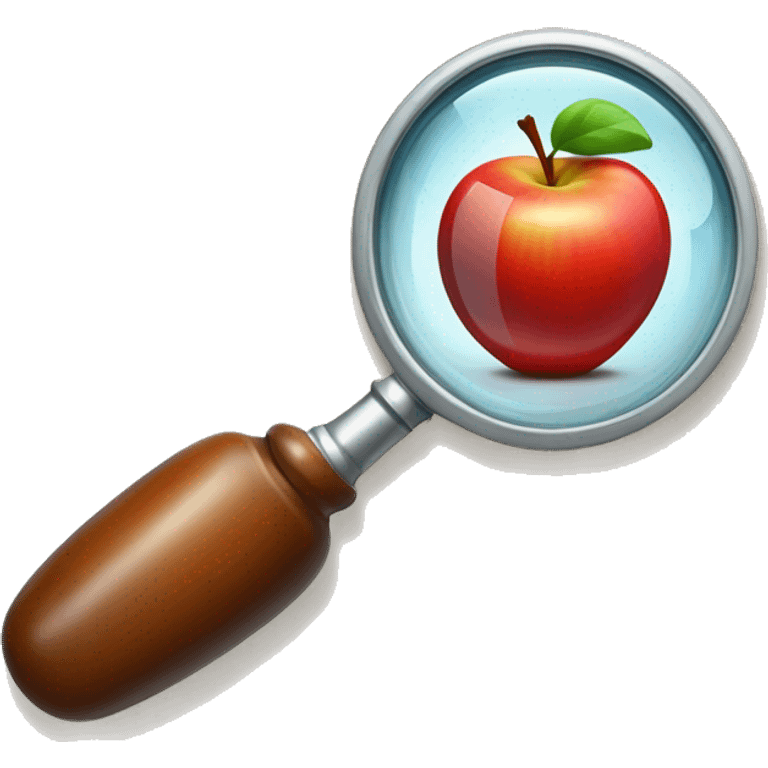 magnifying glass with red apple under the glass emoji