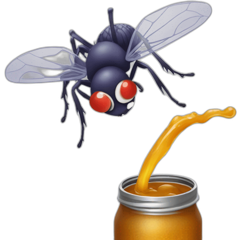 Une mouche sur une canette de monster emoji