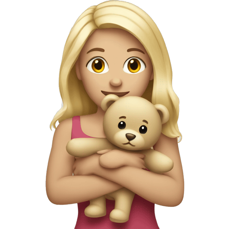 Blonde girls holding a teddy bear emoji