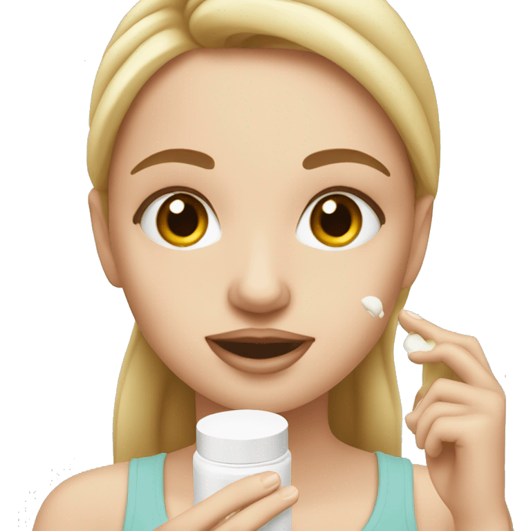 white girl applying cream on face emoji