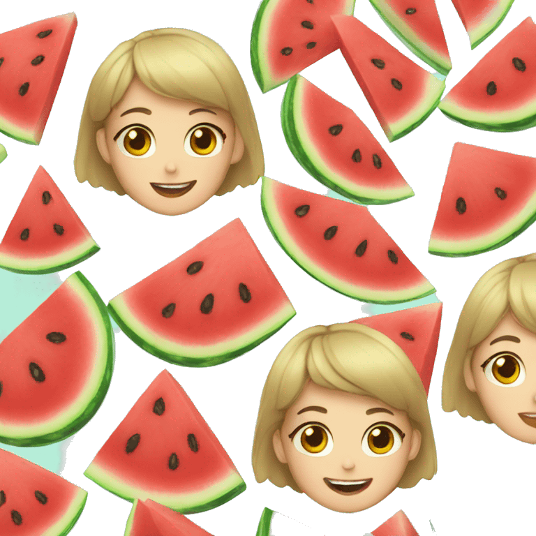 girls eat watermelon emoji