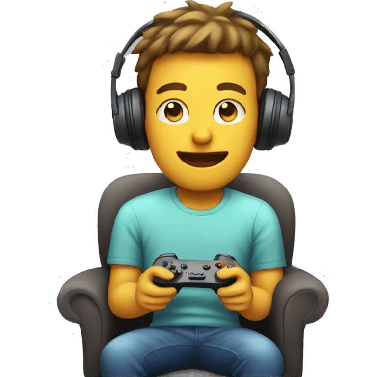 Guy sitting in a sofa while playing videogames  emoji