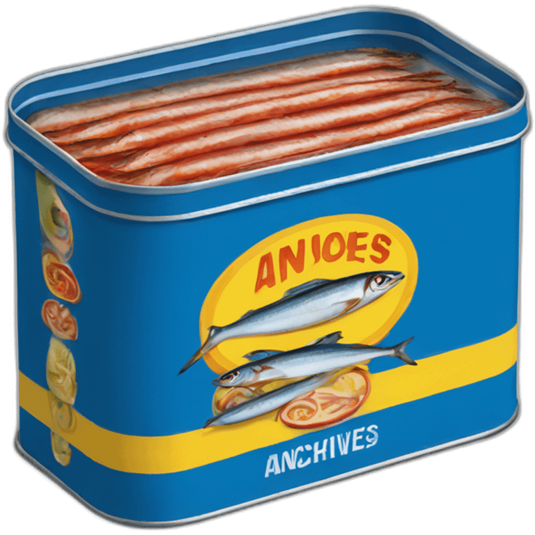 rectangular tin of anchovies red blue yellow colors emoji