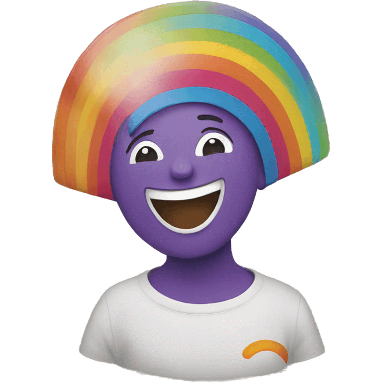 person laughing with rainbow emoji