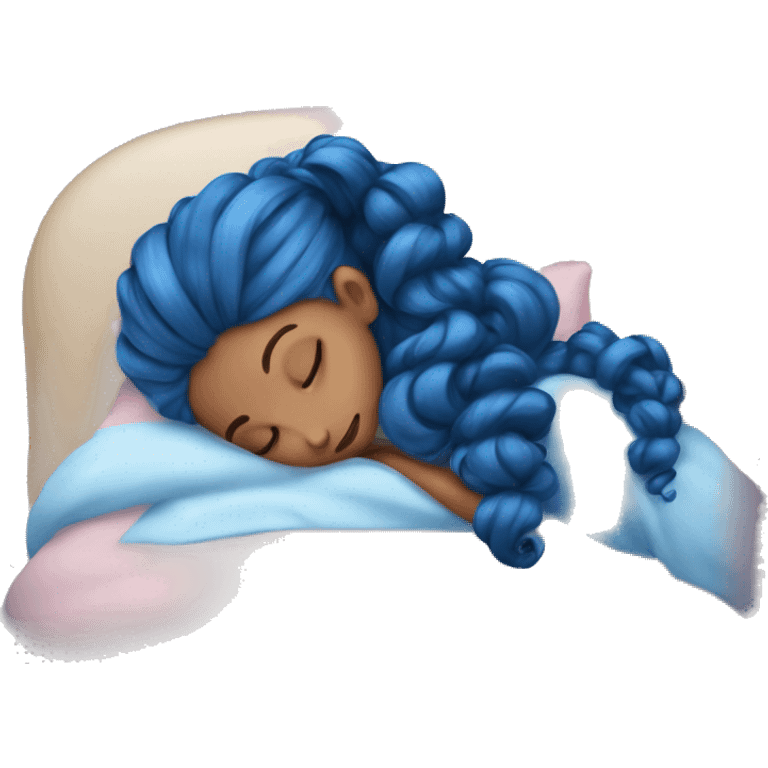 Ariana sleeping with blue curly ponytail emoji