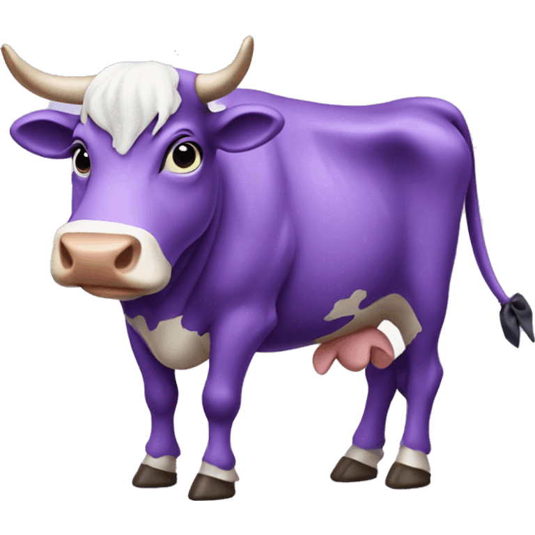 Purple cow with bow emoji