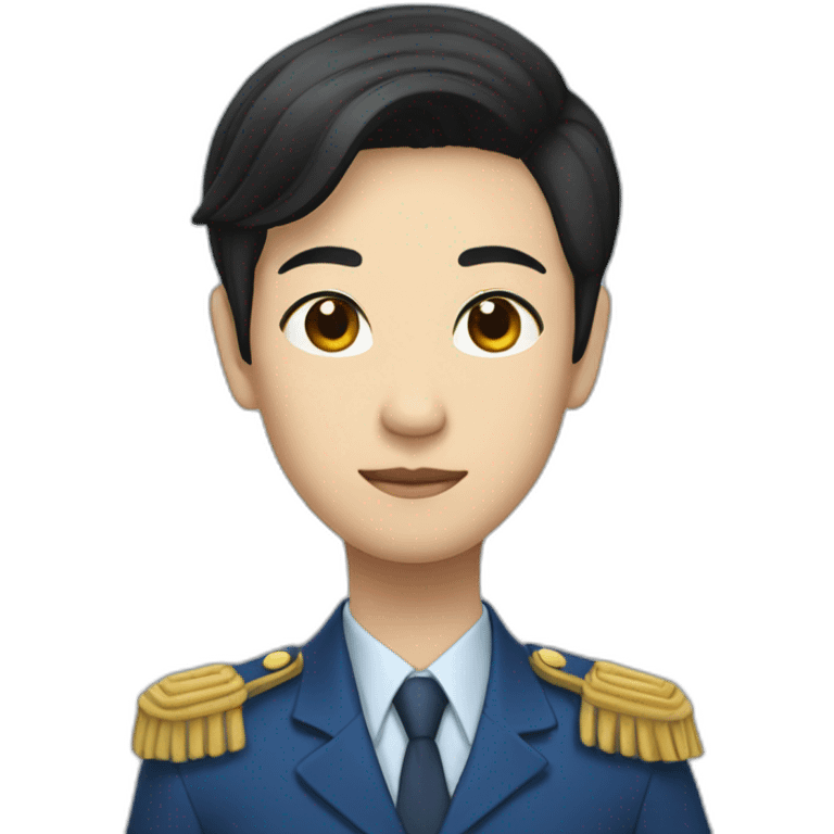 young asian deputy in blue suit and very short black hair emoji