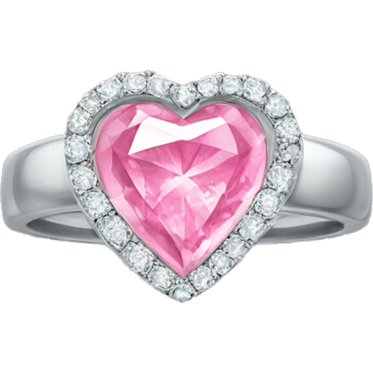 Sliver ring with a pink heart diamond emoji