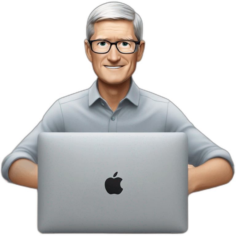 tim cook with macbook pro on desk emoji