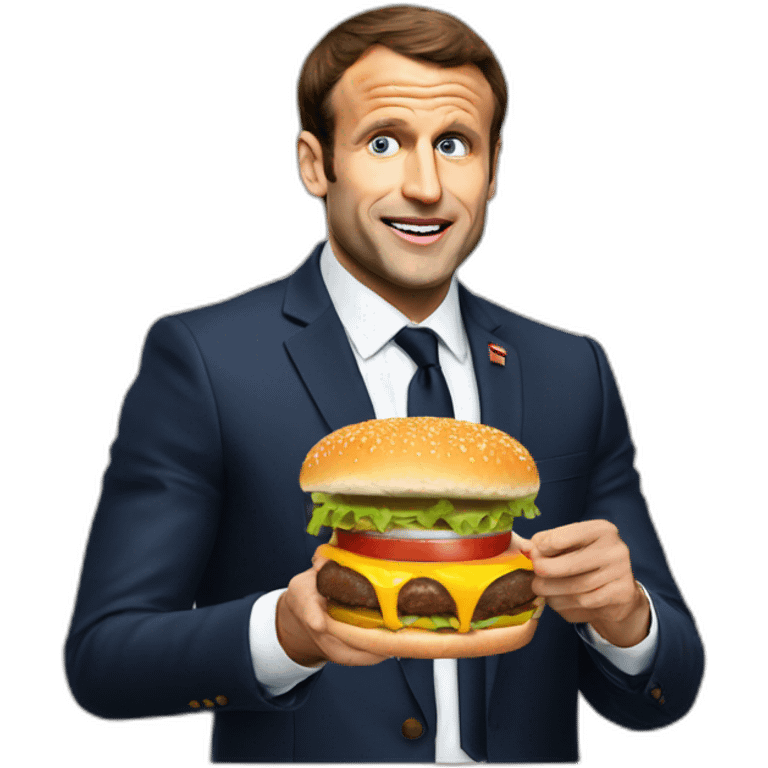 Macron eat burger emoji