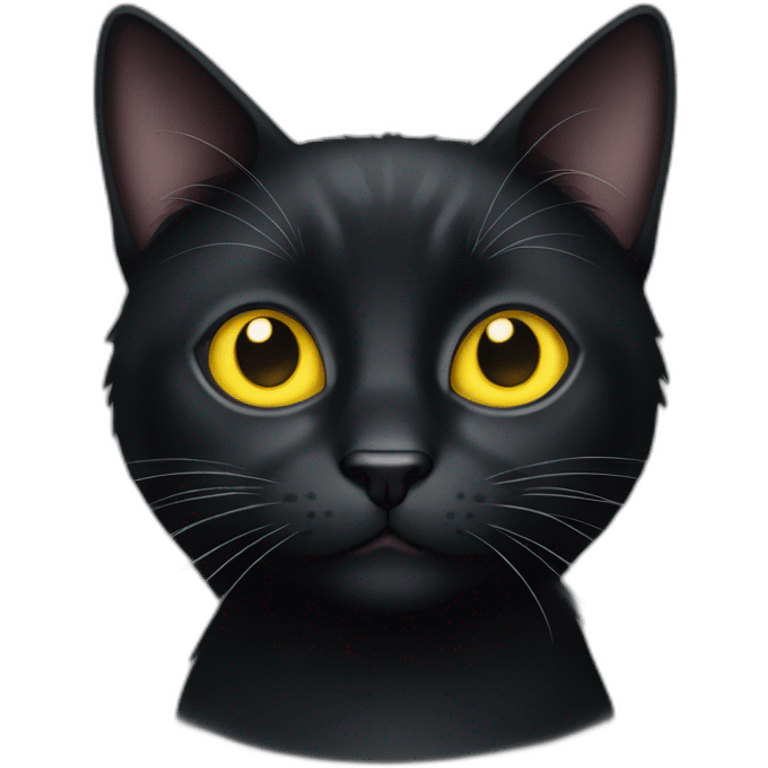 Black cat with a white spot between the yellow eyes emoji