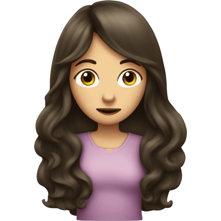 a long hair brunette girl doing shh emoji