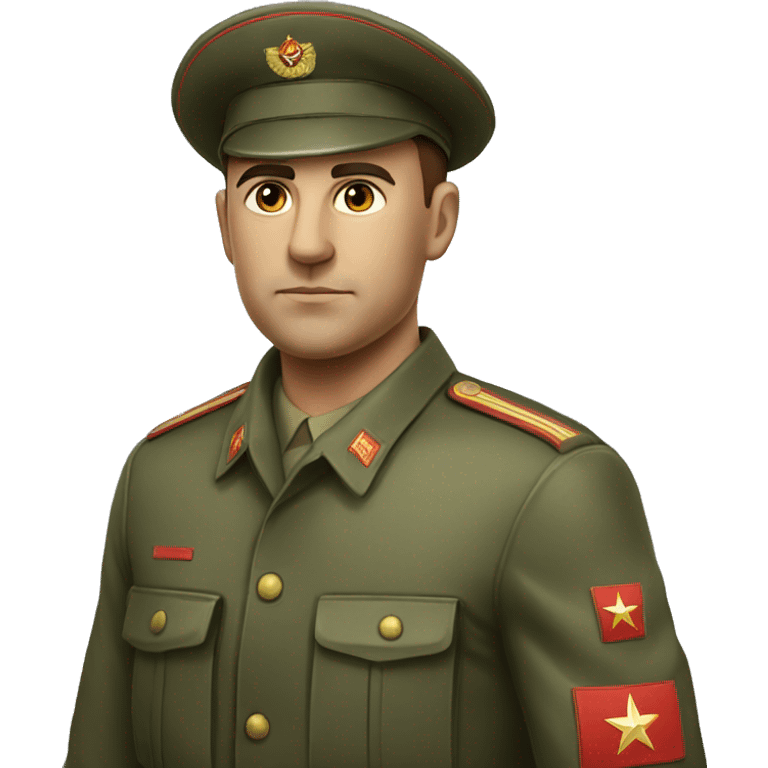 realistic ussr soldier serious with military takes emoji