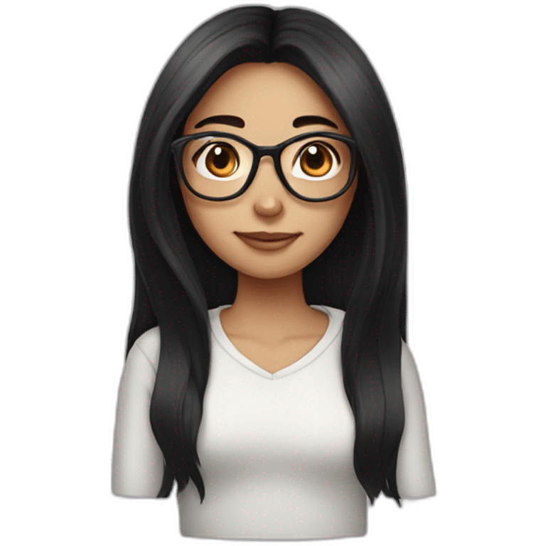 girl with long black hair with glasses  emoji