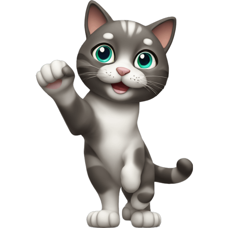 Cat with paw waving emoji