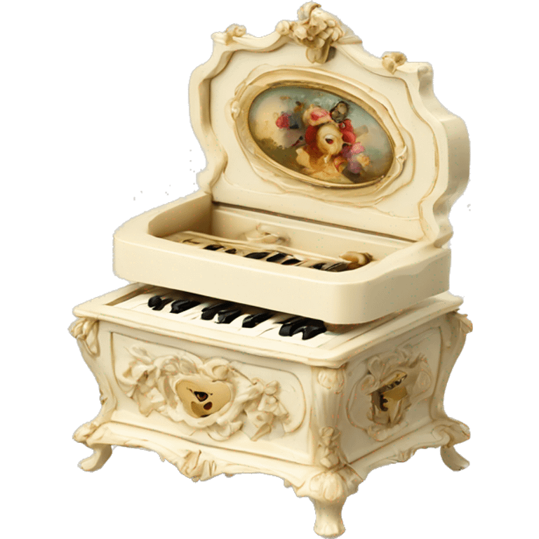 Vintage rococo ivory music box emoji