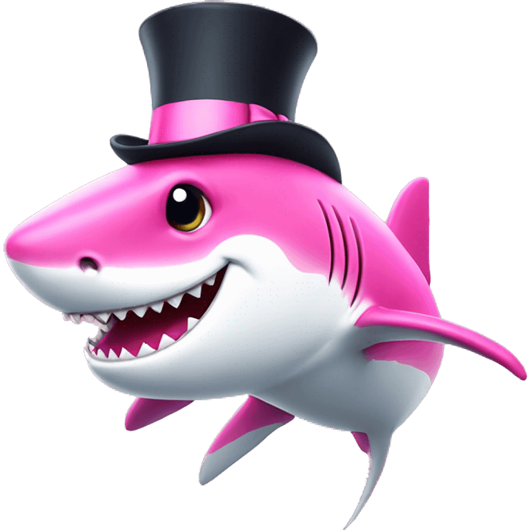 Pink Shark with a top hat emoji