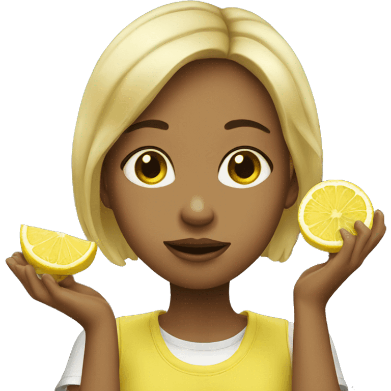 Girl eating lemon  emoji