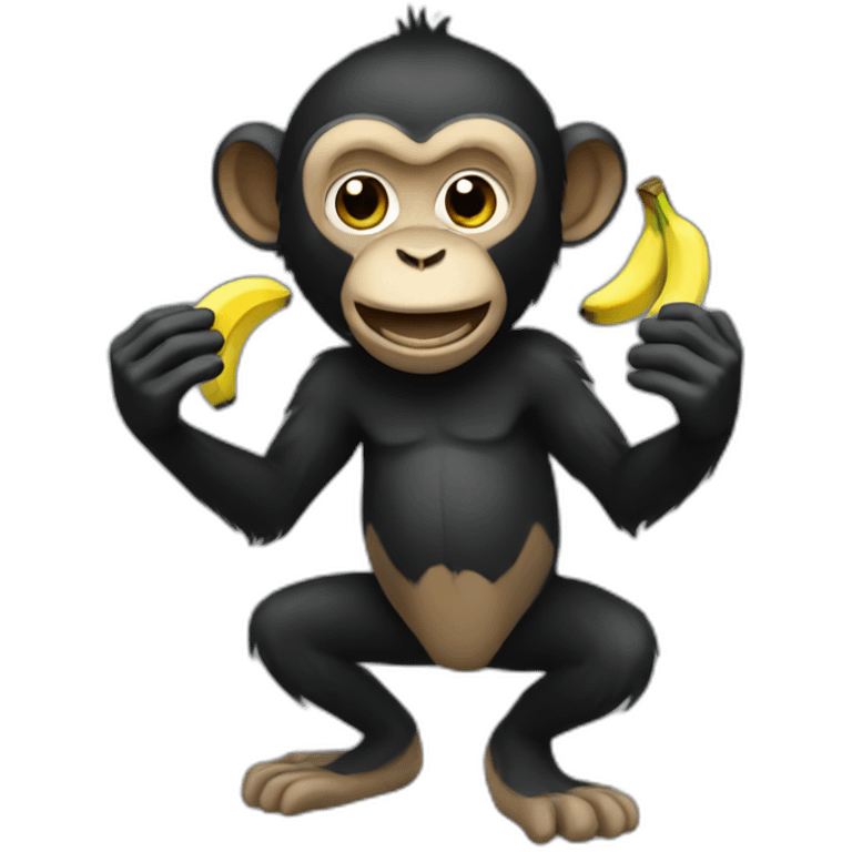 black monkey with bananas emoji