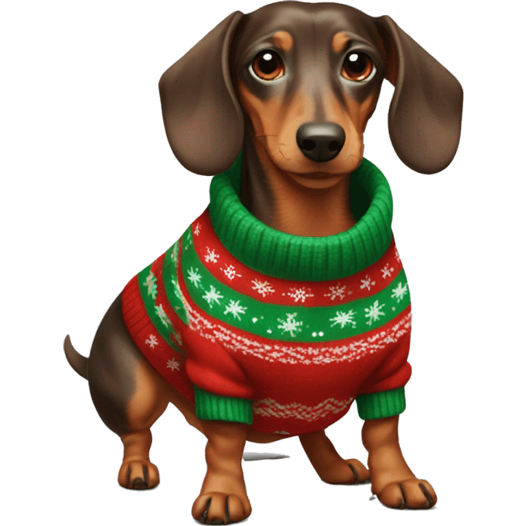 Dachshund in Christmas sweater emoji