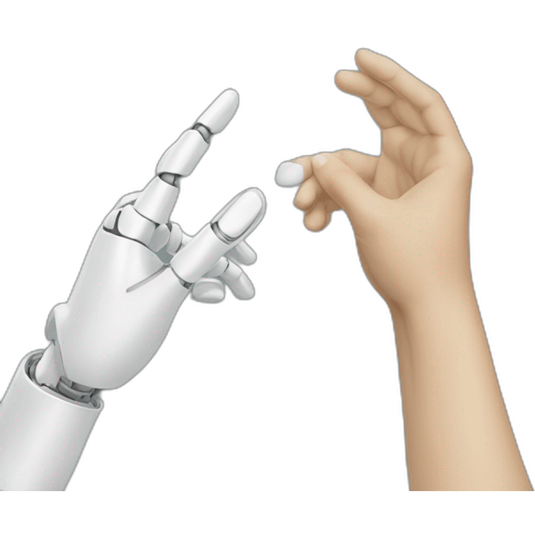 Human and robot fingers touching in style of creation of Adam’s fingers emoji