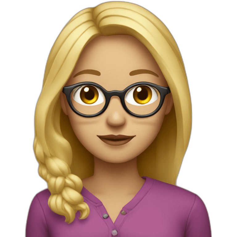 blonde girl with eyeglasses carrying direct message icon from Instagram emoji