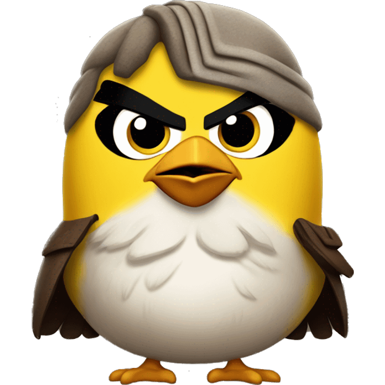 yellow angry bird dressed as han solo emoji