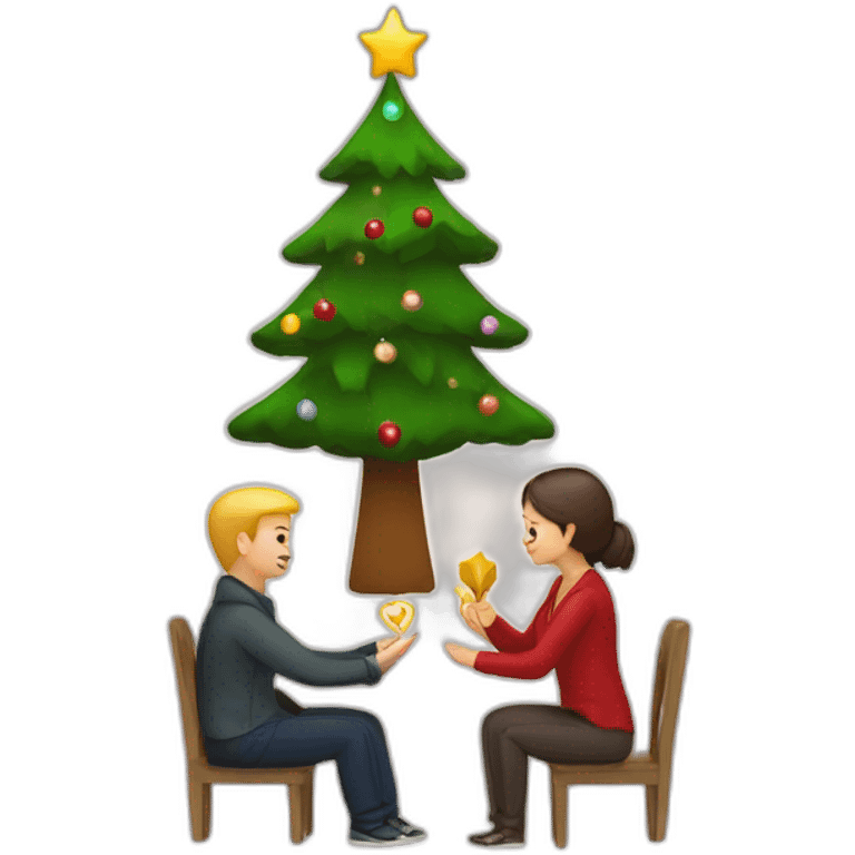 Marriage proposal under christmas tree emoji