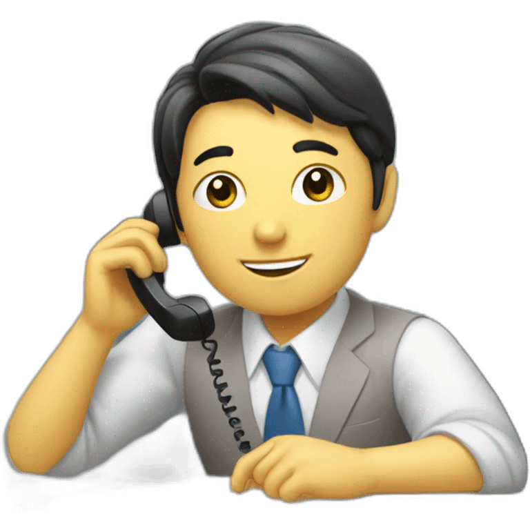 A Japanese office worker answering a phone call and taking notes emoji