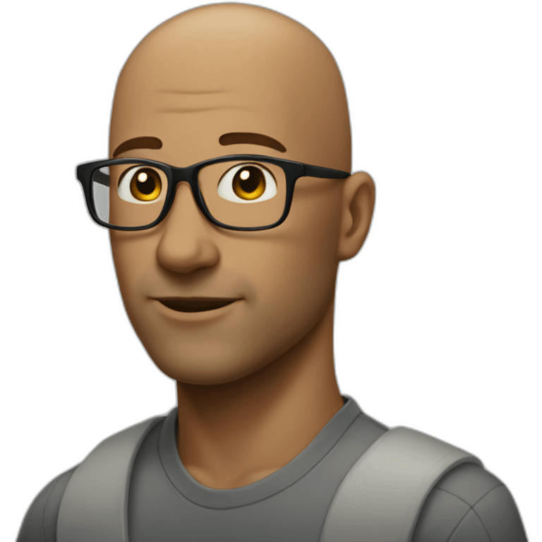 bald man square glasses and no beard emoji