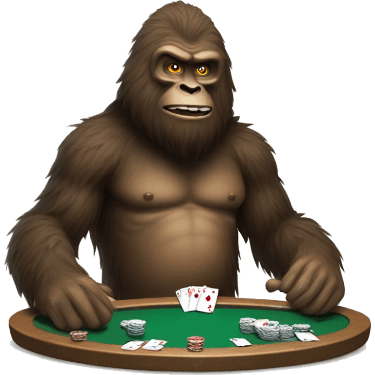 Bigfoot playing poker emoji