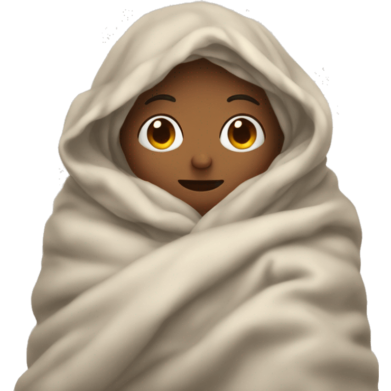 Person cuddled up in a blanket emoji