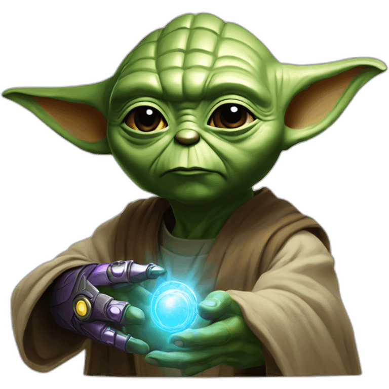 Master yoda wearing the infinity gauntlet emoji