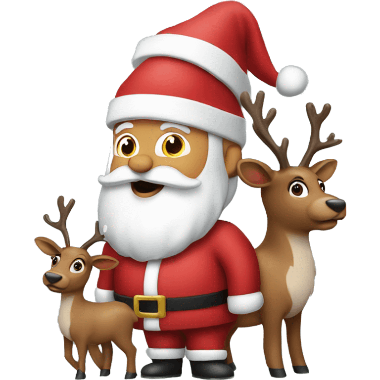 Santa with reindeers  emoji