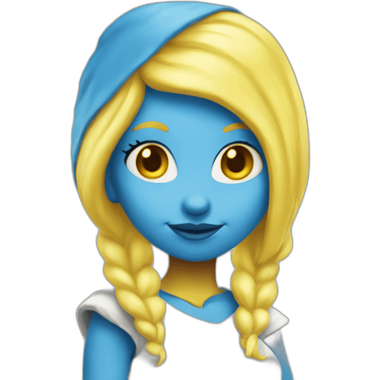 smurfette, blue skin, yellow hair emoji