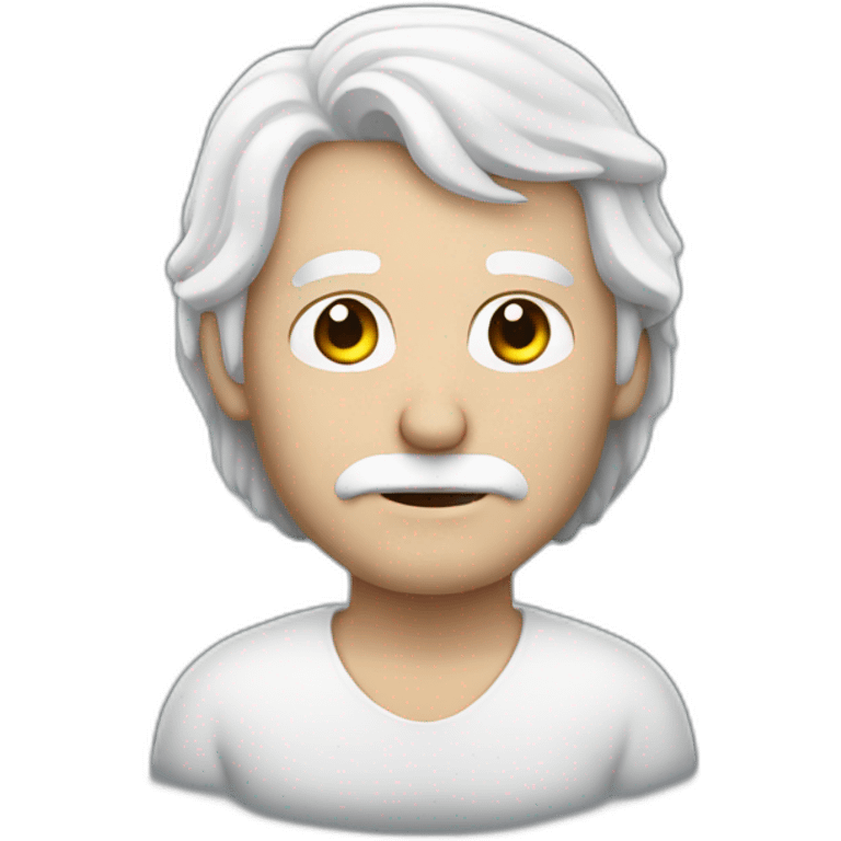 white haired man with half white mask emoji