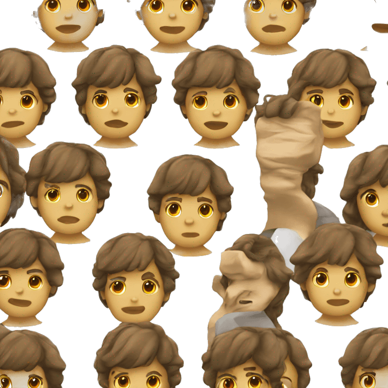 Boy with short brown hair with a mullet as a hairstyle  emoji