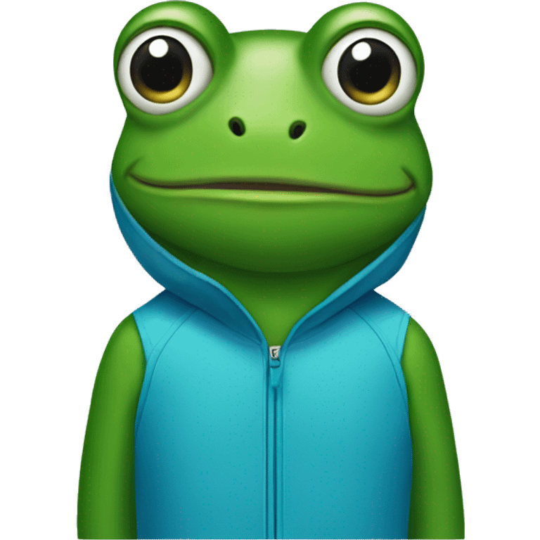 A frog with a blue Nike jumpsuit on emoji