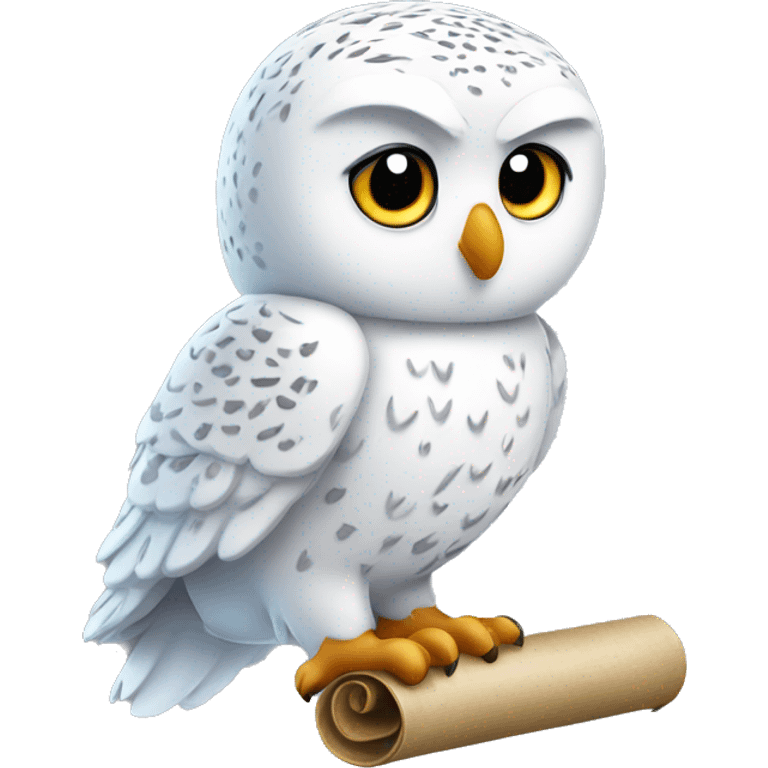 Snowy Owl with Scroll emoji