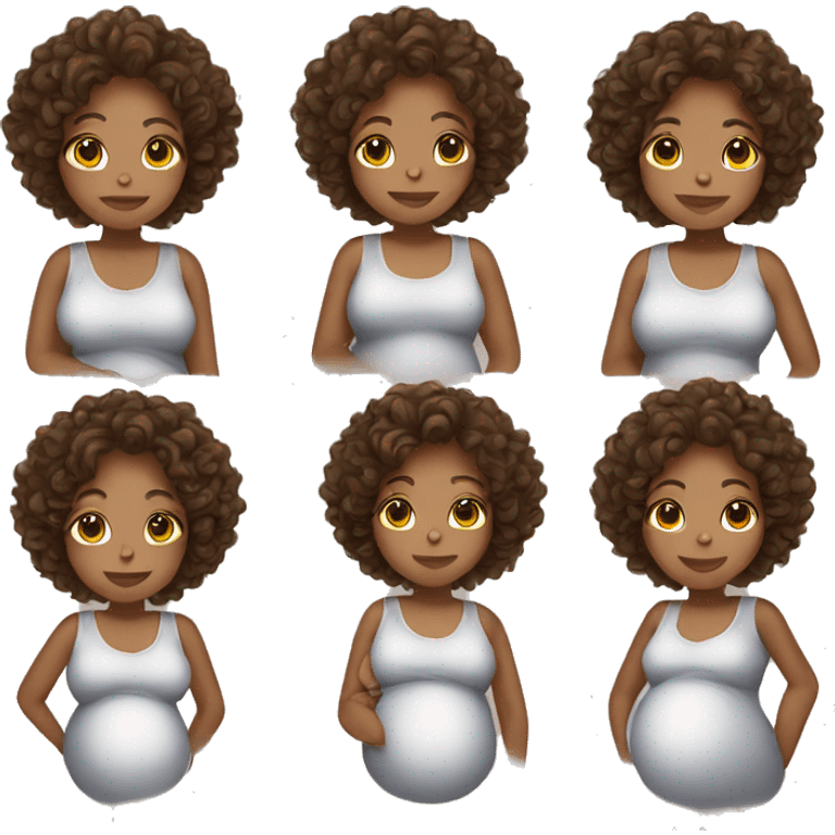 Brown curly hair pregnant woman  emoji