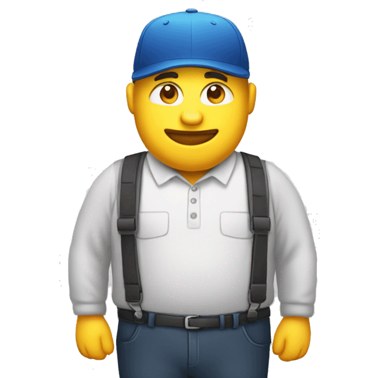 Homme corpulent avec une casquette emoji