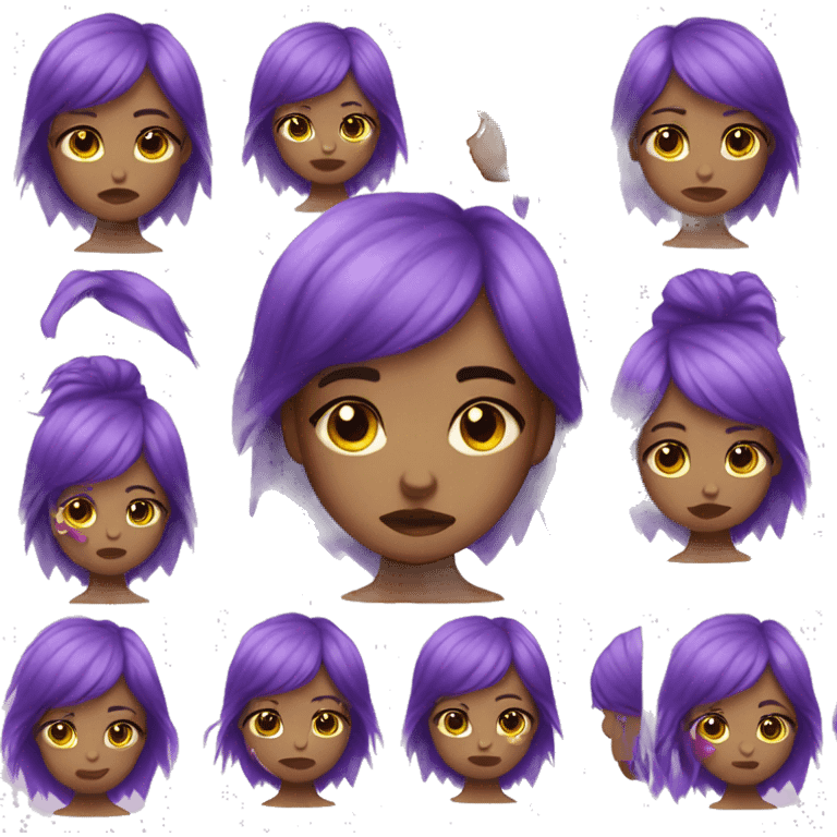 one girl with purple crystal hair sad and tears emoji